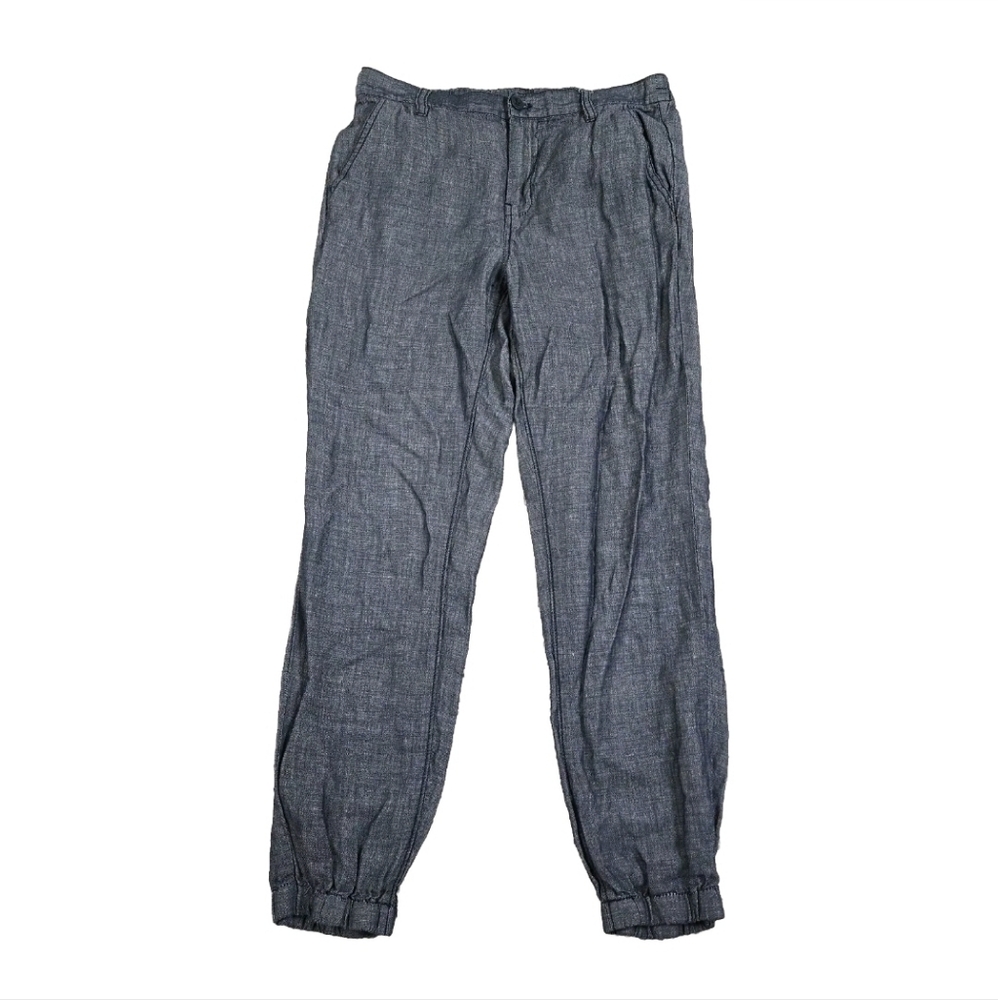 J. Crew Gray Linen Blend Jogger Pants Stretch Pockets Lagenlook Minimalist Casua